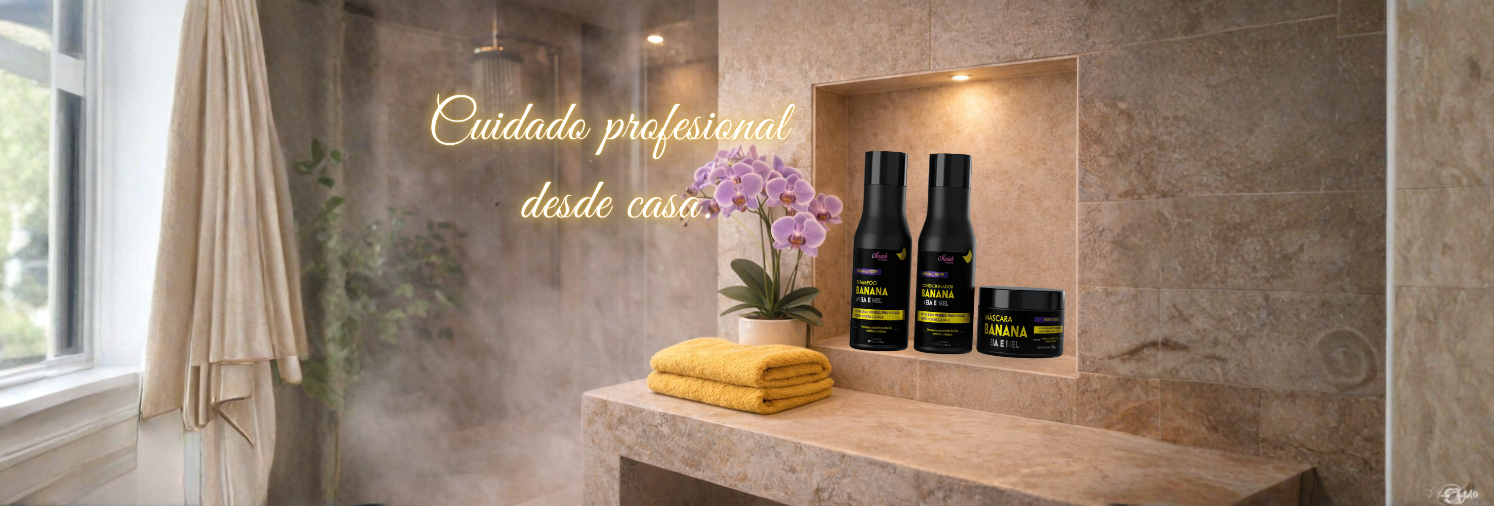 Lavabo con los productos de banana